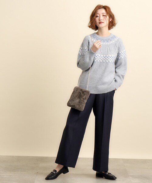 grove(グローブ)の「◆パール調チェーンエコファーミニショルダー(ショルダーバッグ・レディース・チャコールグレー/ライトベージュ/ライトグレー/ブラック系3/マスタード・00)」の9枚目の写真