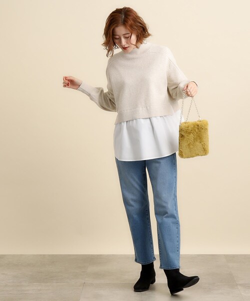 grove(グローブ)の「◆パール調チェーンエコファーミニショルダー(ショルダーバッグ・レディース・チャコールグレー/ライトベージュ/ライトグレー/ブラック系3/マスタード・00)」の15枚目の写真