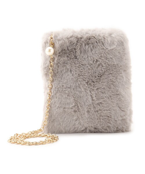 grove(グローブ)の「◆パール調チェーンエコファーミニショルダー(ショルダーバッグ・レディース・チャコールグレー/ライトベージュ/ライトグレー/ブラック系3/マスタード・00)」の16枚目の写真