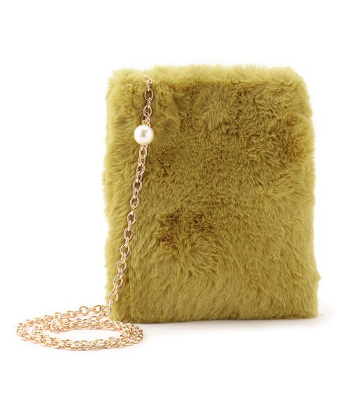 grove(グローブ)の「◆パール調チェーンエコファーミニショルダー(ショルダーバッグ・レディース・チャコールグレー/ライトベージュ/ライトグレー/ブラック系3/マスタード・00)」の21枚目の写真