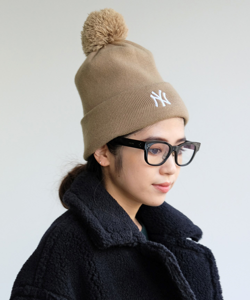 NEW ERA(ニューエラ)の「【NEW ERA / ニューエラ】別注 Pom-Pon Knit Cap NY(ニットキャップ/ビーニー・レディース・ベージュ・FREE)」の3枚目の写真