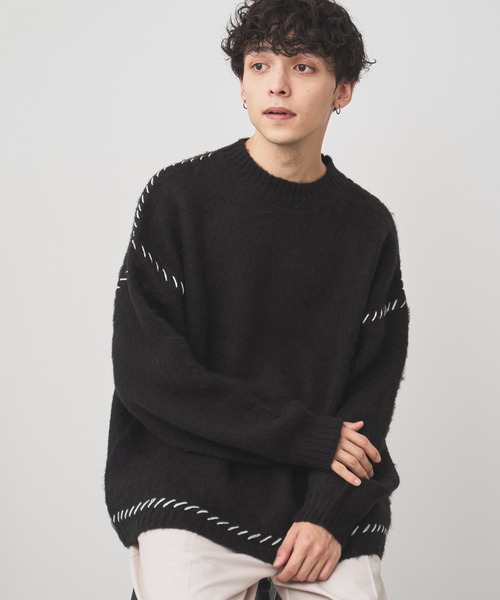 WEGO(ウィゴー)の「WEGO/モヘアライクハンドステッチプルオーバー(ニット/セーター・メンズ・ダークオレンジ/ホワイト/ブラック・MEDIUM/LARGE)」の2枚目の写真