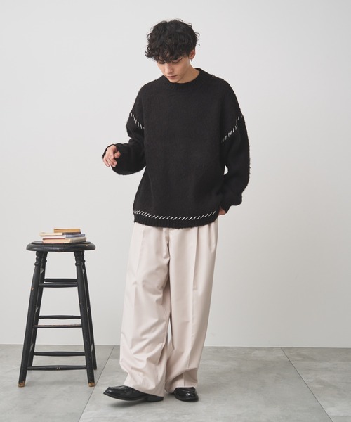 WEGO(ウィゴー)の「WEGO/モヘアライクハンドステッチプルオーバー(ニット/セーター・メンズ・ダークオレンジ/ホワイト/ブラック・MEDIUM/LARGE)」の5枚目の写真