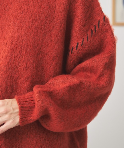 WEGO(ウィゴー)の「WEGO/モヘアライクハンドステッチプルオーバー(ニット/セーター・メンズ・ダークオレンジ/ホワイト/ブラック・MEDIUM/LARGE)」の8枚目の写真