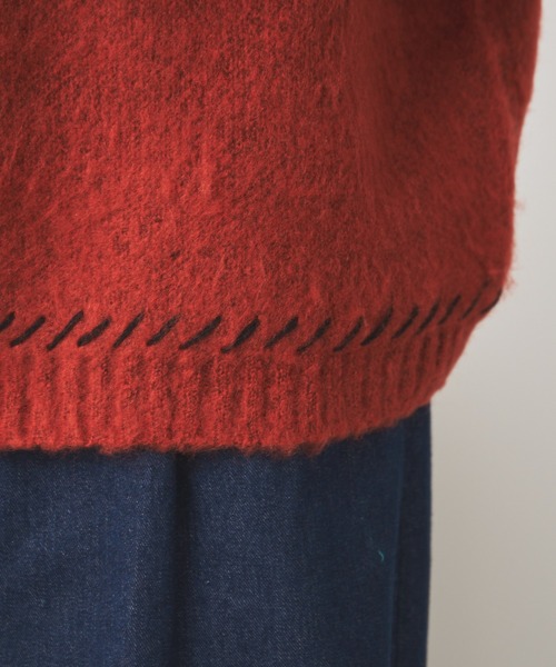 WEGO(ウィゴー)の「WEGO/モヘアライクハンドステッチプルオーバー(ニット/セーター・メンズ・ダークオレンジ/ホワイト/ブラック・MEDIUM/LARGE)」の9枚目の写真