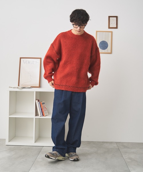 WEGO(ウィゴー)の「WEGO/モヘアライクハンドステッチプルオーバー(ニット/セーター・メンズ・ダークオレンジ/ホワイト/ブラック・MEDIUM/LARGE)」の14枚目の写真