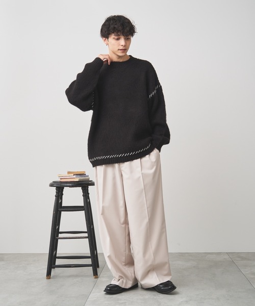 WEGO(ウィゴー)の「WEGO/モヘアライクハンドステッチプルオーバー(ニット/セーター・メンズ・ダークオレンジ/ホワイト/ブラック・MEDIUM/LARGE)」の18枚目の写真