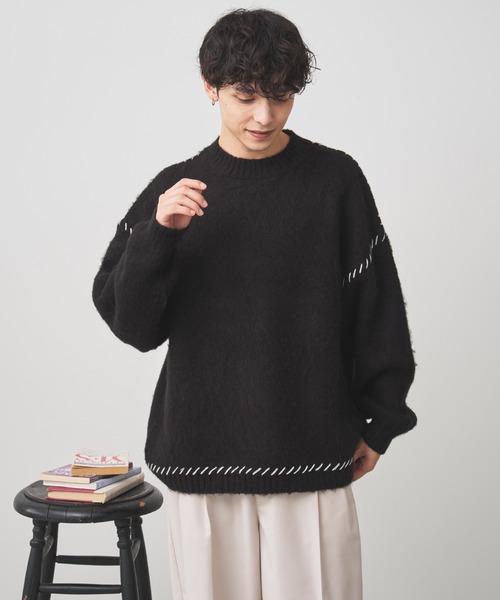 WEGO(ウィゴー)の「WEGO/モヘアライクハンドステッチプルオーバー(ニット/セーター・メンズ・ダークオレンジ/ホワイト/ブラック・MEDIUM/LARGE)」の15枚目の写真