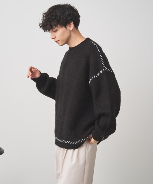 WEGO(ウィゴー)の「WEGO/モヘアライクハンドステッチプルオーバー(ニット/セーター・メンズ・ダークオレンジ/ホワイト/ブラック・MEDIUM/LARGE)」の16枚目の写真