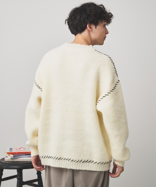 WEGO(ウィゴー)の「WEGO/モヘアライクハンドステッチプルオーバー(ニット/セーター・メンズ・ダークオレンジ/ホワイト/ブラック・MEDIUM/LARGE)」の19枚目の写真