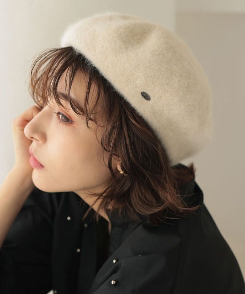 DONOBAN(ドノバン)の「アンゴラベレー(ハンチング/ベレー帽・レディース・ライトベージュ/ダークグレー・F)」の6枚目の写真