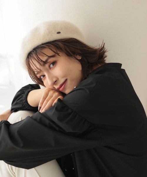 DONOBAN(ドノバン)の「アンゴラベレー(ハンチング/ベレー帽・レディース・ライトベージュ/ダークグレー・F)」の7枚目の写真