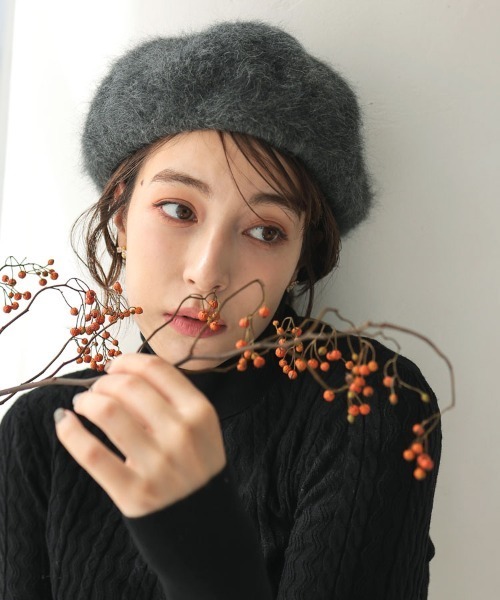 DONOBAN(ドノバン)の「アンゴラベレー(ハンチング/ベレー帽・レディース・ライトベージュ/ダークグレー・F)」の3枚目の写真