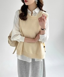 COCOMOMO | 【カラー展開あり】サイドスリット ニットベスト ボタン付き(ベスト)