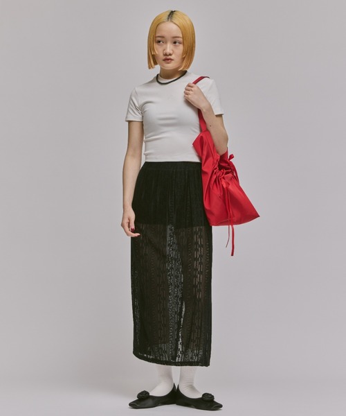 フェザーデザインロングスカート✨冬春のお出かけデートに セール】LACE LONG SKIRT / レースロングスカート（スカート
