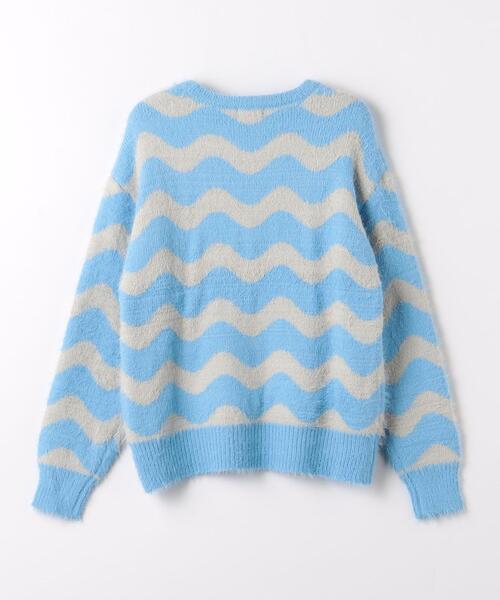 green label relaxing（グリーンレーベルリラクシング）の「TJ ウェーブボーダー プルオーバー 140cm-150cm（ニット/セーター・キッズ・ブラック/ライトブルー・150cm/140cm）」の7枚目の写真