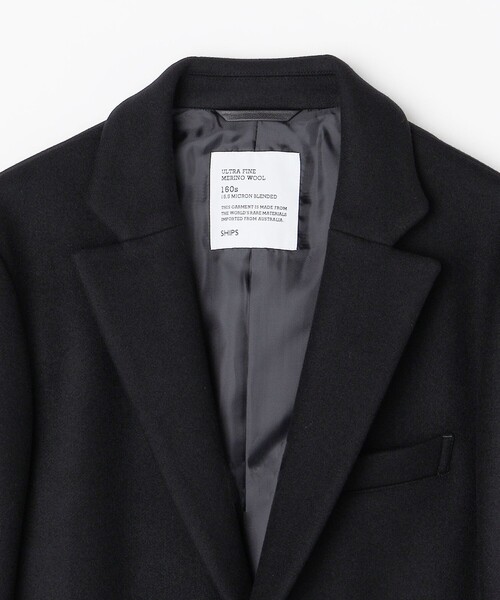 SHIPS（シップス）の「SHIPS: スーパー160'S メリノウール メルトン チェスターコート 〈BLACK〉（チェスターコート・メンズ・ブラック・SMALL/LARGE/X-LARGE/MEDIUM）」の13枚目の写真