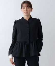 Sono（ソーノ）の「【SONO/ソーノ】【SONO NAVY/ソーノネイビー】<防しわﾀﾞﾌﾞﾙｸﾛｽ>ﾌﾛｰｲﾝｸﾞJK（ノーカラージャケット）」