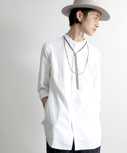 WEGO（ウィゴー）の「WEGO/バンドカラーロングシャツ（シャツ/ブラウス・メンズ・ホワイト系その他/ブラック系その他/ホワイト・MEDIUM/LARGE）」の2枚目の写真