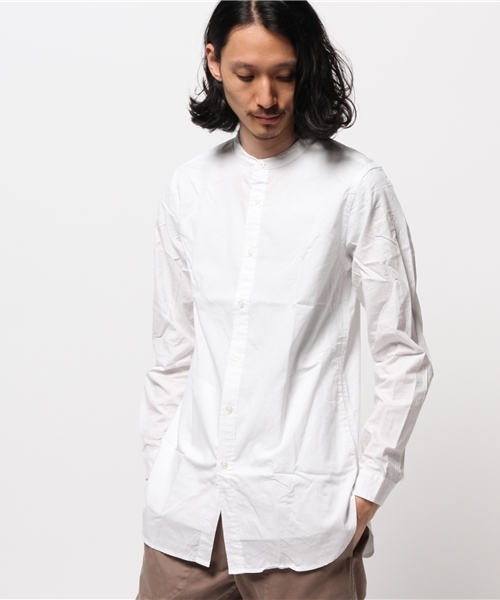 WEGO（ウィゴー）の「WEGO/バンドカラーロングシャツ（シャツ/ブラウス・メンズ・ホワイト系その他/ブラック系その他/ホワイト・MEDIUM/LARGE）」の5枚目の写真