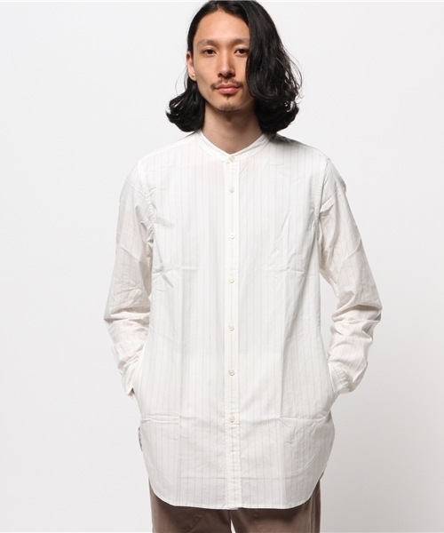 WEGO（ウィゴー）の「WEGO/バンドカラーロングシャツ（シャツ/ブラウス・メンズ・ホワイト系その他/ブラック系その他/ホワイト・MEDIUM/LARGE）」の6枚目の写真