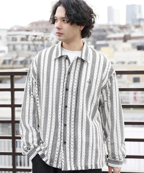 ８(eight)（エイト）の「レースシアーオーバーシャツ（シャツ/ブラウス・メンズ・レッド/グリーン/オフホワイト/ベージュ・MEDIUM/LARGE）」の2枚目の写真