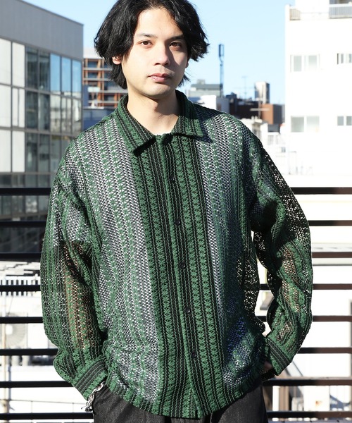 ８(eight)（エイト）の「レースシアーオーバーシャツ（シャツ/ブラウス・メンズ・レッド/グリーン/オフホワイト/ベージュ・MEDIUM/LARGE）」の15枚目の写真