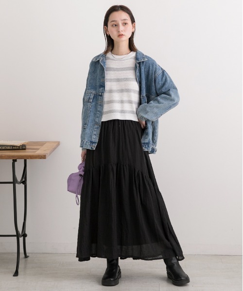 ad thie(アドティエ)の「ショート丈・ベーシック クルーネックボーダーニット(ニット/セーター・レディース・ブラウン/ブラック/ライトグレー・FREE)」の15枚目の写真