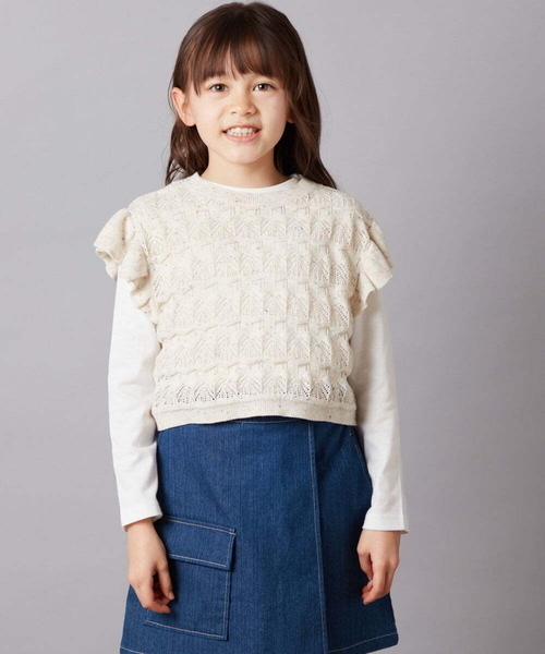 専用‼️期間限定SALE❗️美品❗️シバル　ウール混ボアスナップベスト　サイズ1 セール】[160]【2点セット】透かし編みカラーネップベストセット