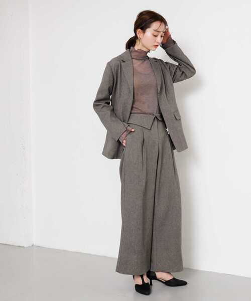 SENSE OF PLACE by URBAN RESEARCH（センスオブプレイスバイアーバンリサーチ）の「ジップテーラードジャケット（テーラードジャケット・レディース・グレー/ベージュ/ブラック・ONE）」の7枚目の写真