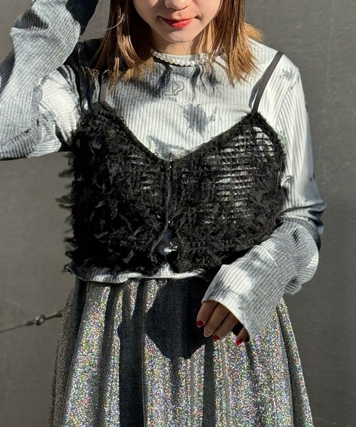 CIAOPANIC（チャオパニック）の「チュールフリンジビスチェ（キャミソール・レディース・ホワイト/ブラック/オレンジ・FREE）」の15枚目の写真