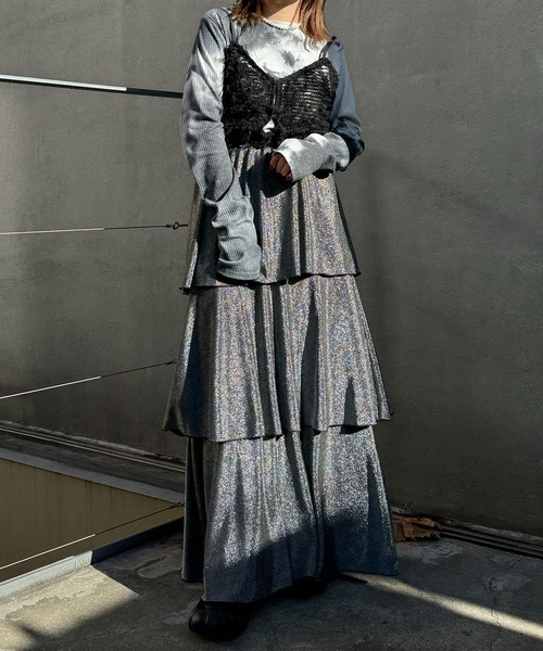 CIAOPANIC（チャオパニック）の「チュールフリンジビスチェ（キャミソール・レディース・ホワイト/ブラック/オレンジ・FREE）」の19枚目の写真