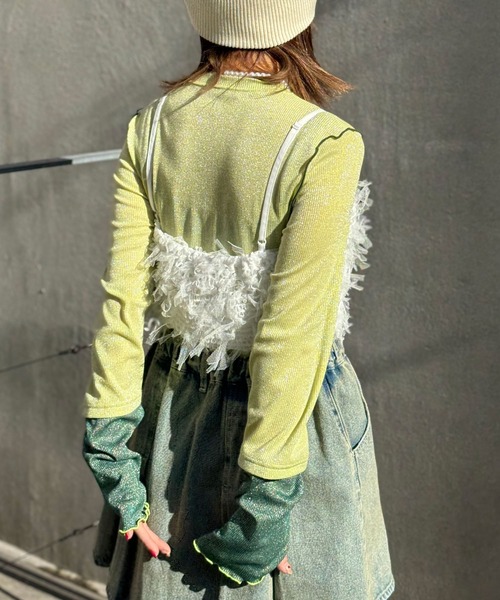 CIAOPANIC（チャオパニック）の「チュールフリンジビスチェ（キャミソール・レディース・ホワイト/ブラック/オレンジ・FREE）」の9枚目の写真