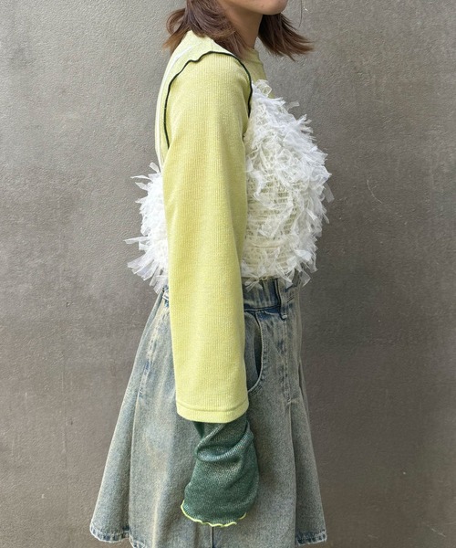 CIAOPANIC（チャオパニック）の「チュールフリンジビスチェ（キャミソール・レディース・ホワイト/ブラック/オレンジ・FREE）」の13枚目の写真