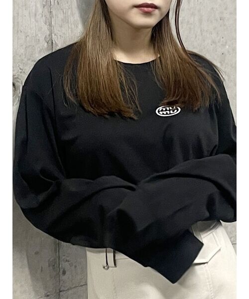 MURUA(ムルーア)の「ポイントロゴロンT(Tシャツ/カットソー・レディース・ブラック/ホワイト・FREE)」の1枚目の写真