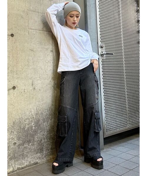 MURUA(ムルーア)の「ポイントロゴロンT(Tシャツ/カットソー・レディース・ブラック/ホワイト・FREE)」の9枚目の写真