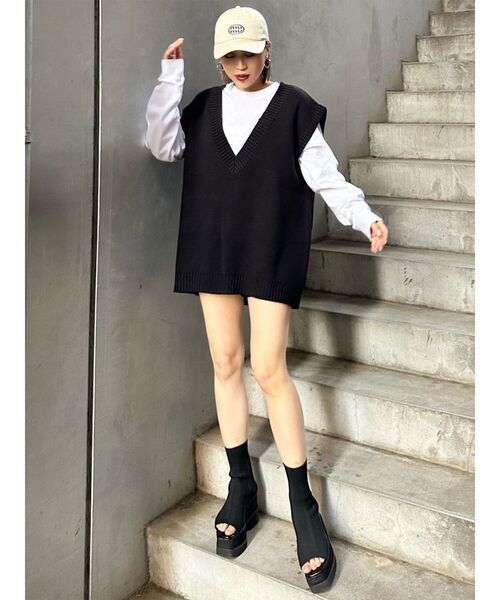 MURUA(ムルーア)の「ポイントロゴロンT(Tシャツ/カットソー・レディース・ブラック/ホワイト・FREE)」の21枚目の写真