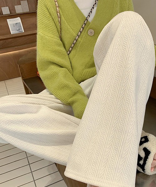 Miniministore（ミニミニストア）の「ワイドパンツ レディース韓国ニットパンツ（スラックス・レディース・ブラック/ブラウン/アイボリー/ピンク/ダークグレー・FREE）」の22枚目の写真