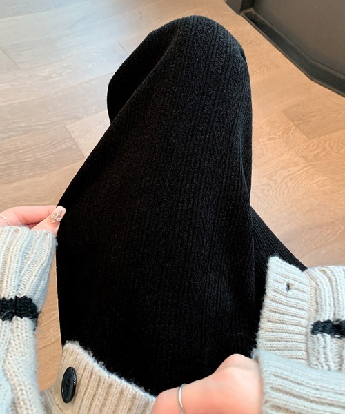 Miniministore（ミニミニストア）の「ワイドパンツ レディース韓国ニットパンツ（スラックス・レディース・ブラック/ブラウン/アイボリー/ピンク/ダークグレー・FREE）」の8枚目の写真