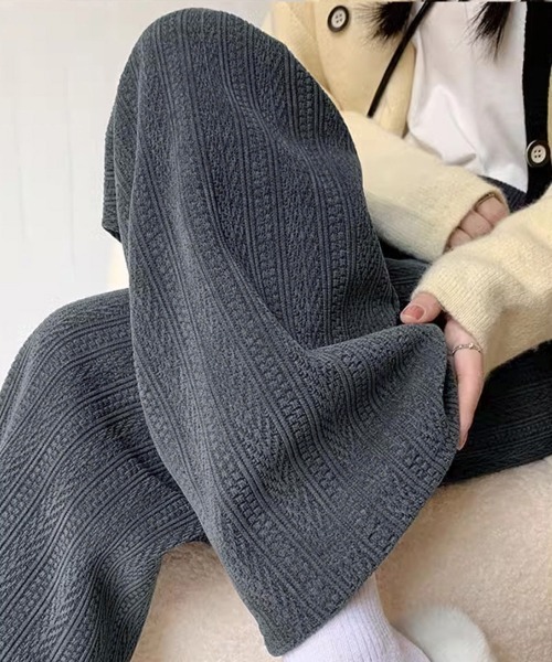 Miniministore（ミニミニストア）の「ワイドパンツ レディース韓国ニットパンツ（スラックス・レディース・ブラック/ブラウン/アイボリー/ピンク/ダークグレー・FREE）」の18枚目の写真