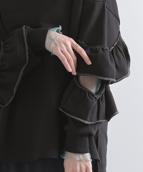 osharewalker（オシャレウォーカー）の「『フリル袖デザインスウェット』（スウェット・レディース・ラベンダー/ブラック・FREE）」の15枚目の写真