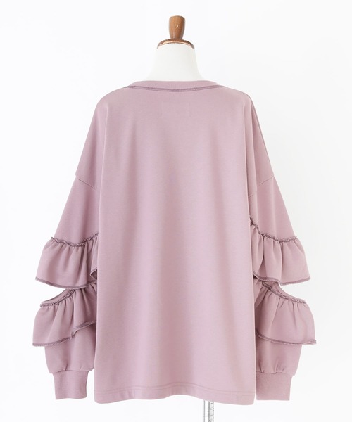 osharewalker（オシャレウォーカー）の「『フリル袖デザインスウェット』（スウェット・レディース・ラベンダー/ブラック・FREE）」の13枚目の写真