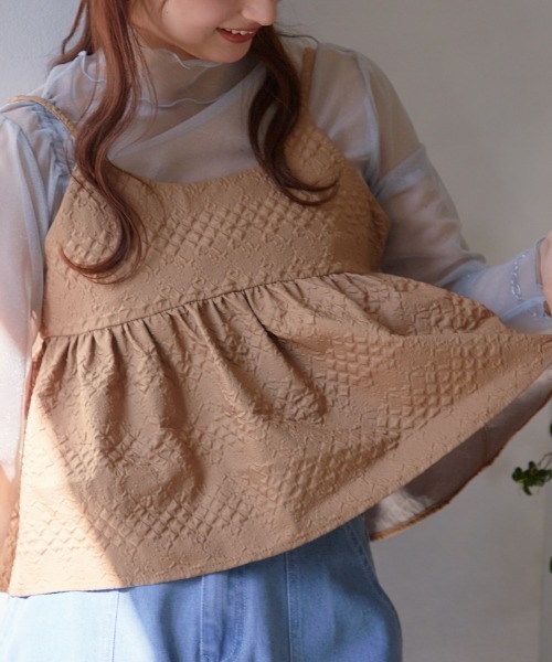 TRIANGLE PALETTE(トライアングルパレット)の「ふくれジャガードビスチェ/キャミソール(その他トップス・レディース・ブラック/ブラウン・FREE)」の4枚目の写真