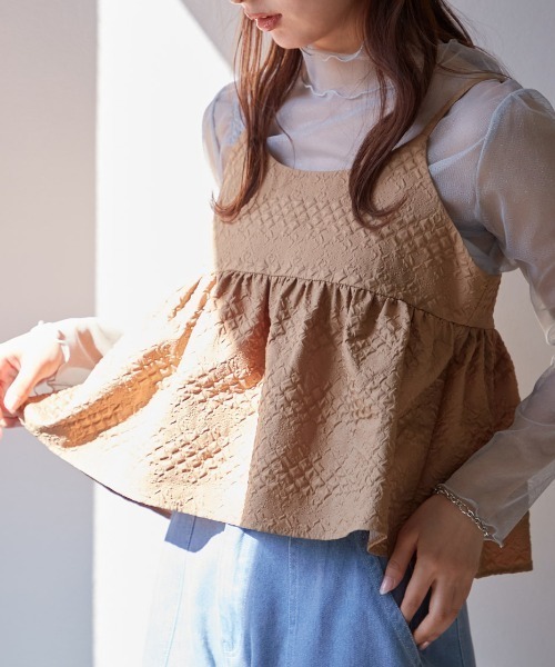 TRIANGLE PALETTE(トライアングルパレット)の「ふくれジャガードビスチェ/キャミソール(その他トップス・レディース・ブラック/ブラウン・FREE)」の12枚目の写真