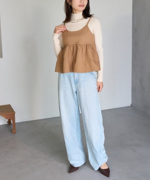 TRIANGLE PALETTE(トライアングルパレット)の「ふくれジャガードビスチェ/キャミソール(その他トップス・レディース・ブラック/ブラウン・FREE)」の10枚目の写真