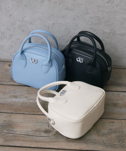 RETRO GIRL（レトロガール）の「ミニボストンバッグ（ショルダーバッグ・レディース・ブラック/オフホワイト/ブルー・ONE SIZE）」の5枚目の写真