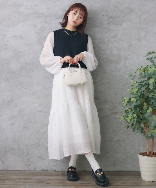 RETRO GIRL（レトロガール）の「ミニボストンバッグ（ショルダーバッグ・レディース・ブラック/オフホワイト/ブルー・ONE SIZE）」の6枚目の写真