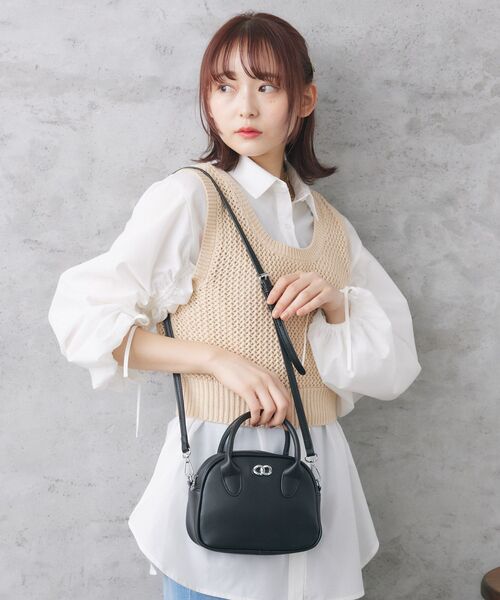 RETRO GIRL（レトロガール）の「ミニボストンバッグ（ショルダーバッグ・レディース・ブラック/オフホワイト/ブルー・ONE SIZE）」の10枚目の写真