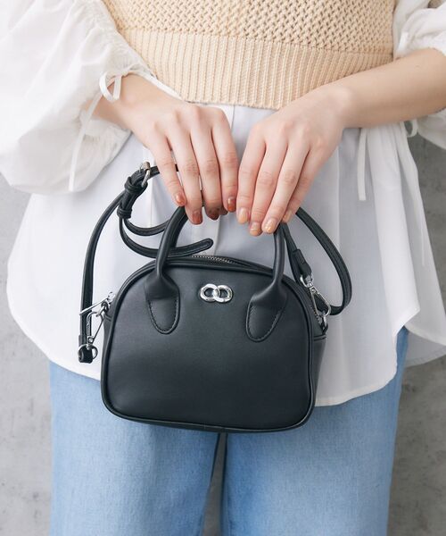 RETRO GIRL（レトロガール）の「ミニボストンバッグ（ショルダーバッグ・レディース・ブラック/オフホワイト/ブルー・ONE SIZE）」の11枚目の写真