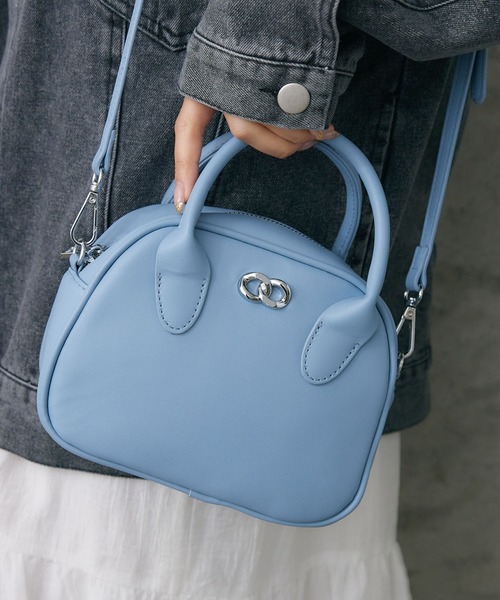 RETRO GIRL（レトロガール）の「ミニボストンバッグ（ショルダーバッグ・レディース・ブラック/オフホワイト/ブルー・ONE SIZE）」の3枚目の写真